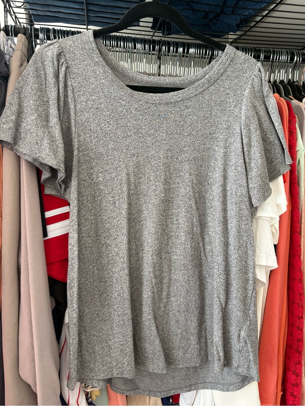 GAP Heather Gray Short Sleeve Flutter Tee
